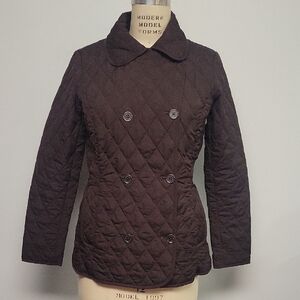 Lands' End Women's Quilted Pea Coat - Rich Brown